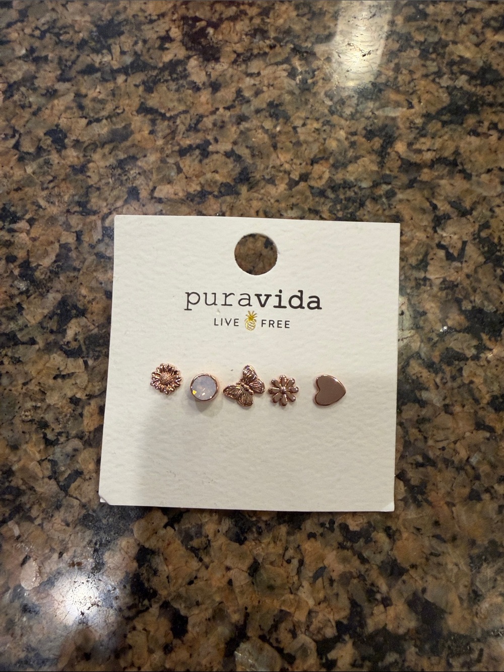 Pura Vida Rose Gold Mixed Stud Earring Set with Opal Accent